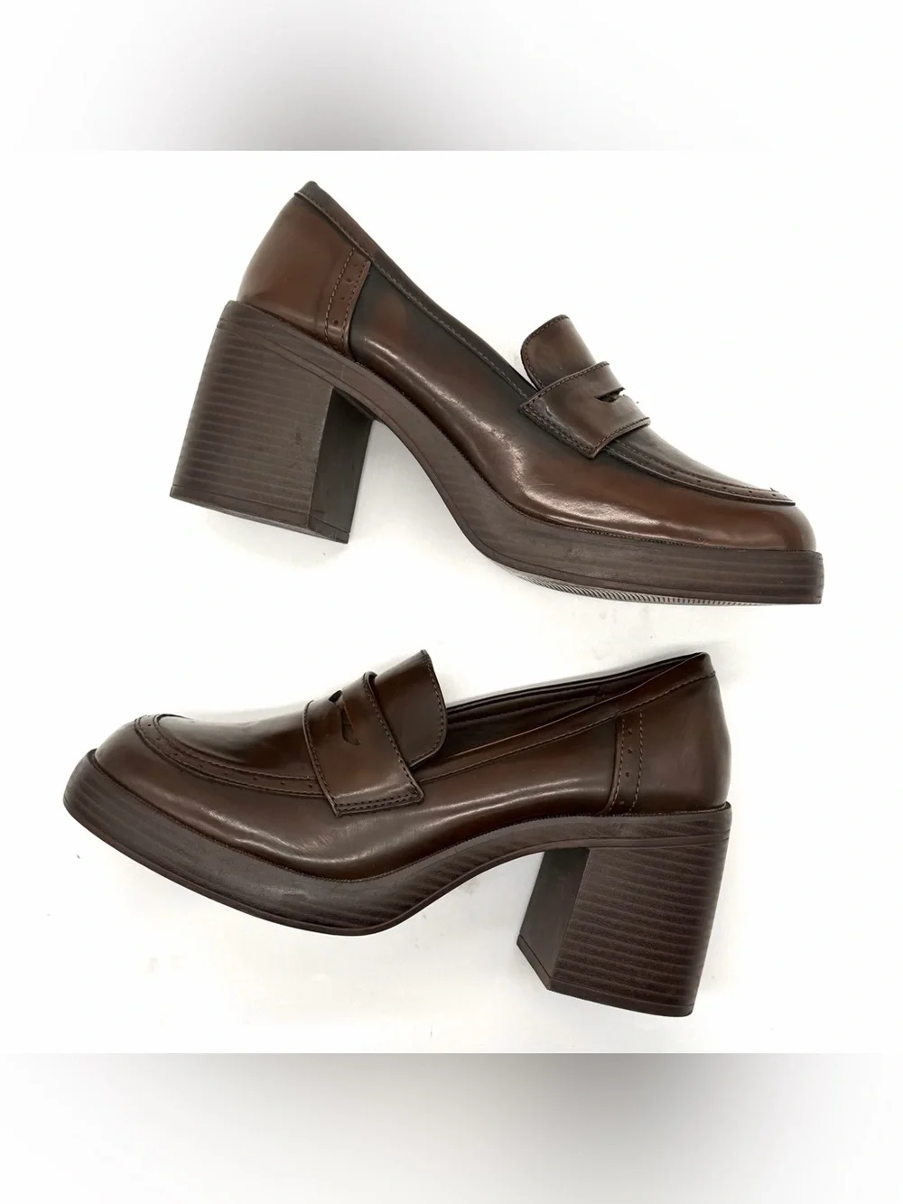 Pop Wilder Platform Penny Loafers Brown Womens Size 11M Chunky Heel 90s Fall